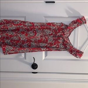 Red floral mini dress